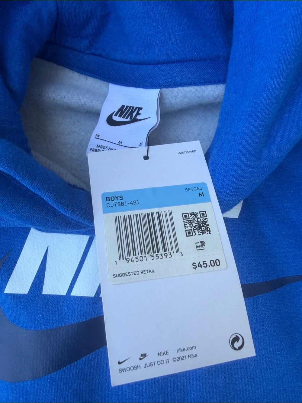 Nike Royal Blue Pullover Hoodie with Navy Swoosh